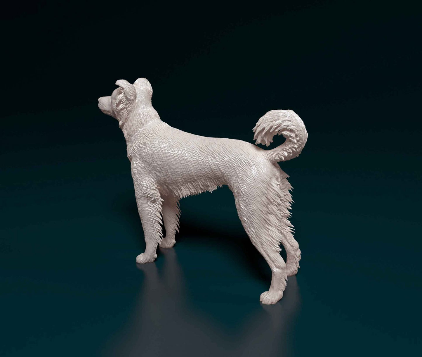 Border collie cross 2 artist resin - white resin ready to prep / paint ALL SCALES