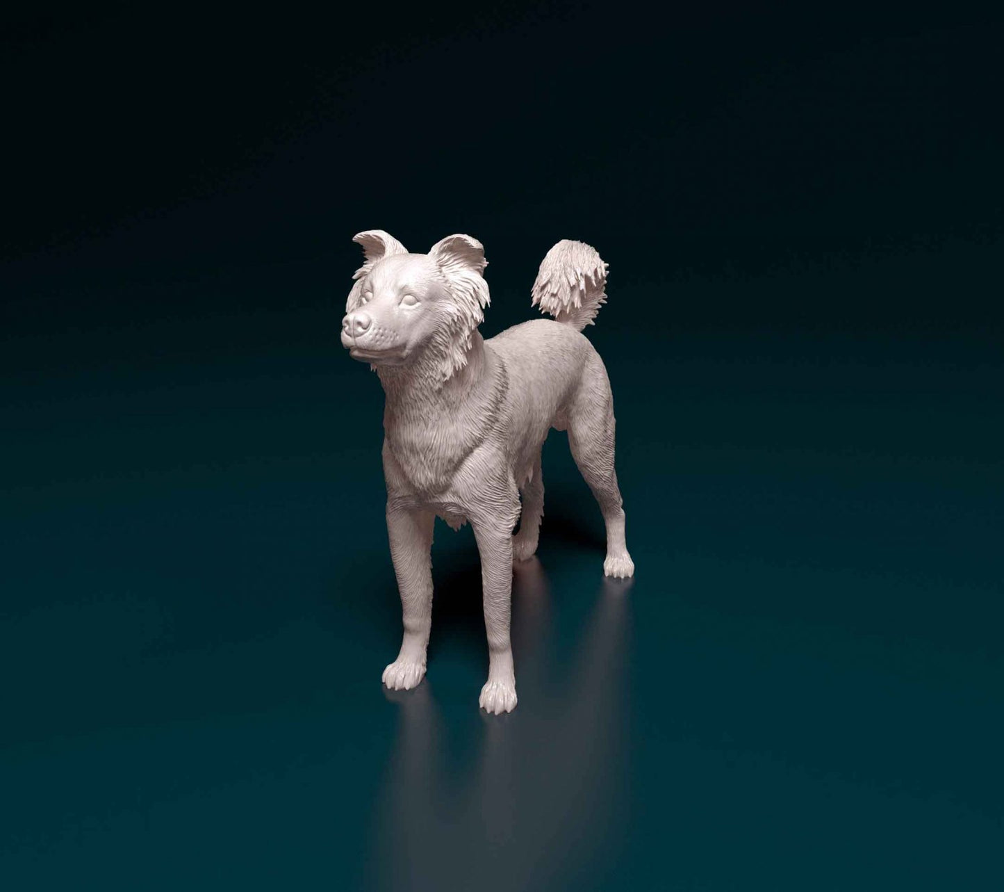 Border collie cross 2 artist resin - white resin ready to prep / paint ALL SCALES