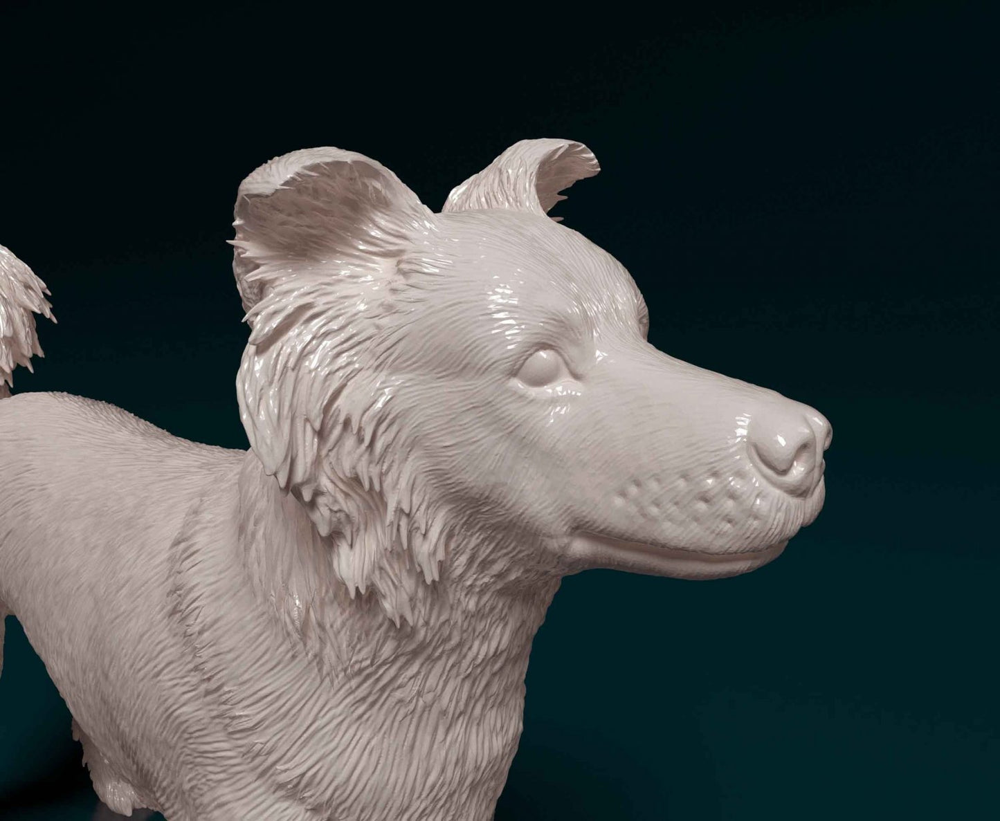 Border collie cross 2 artist resin - white resin ready to prep / paint ALL SCALES