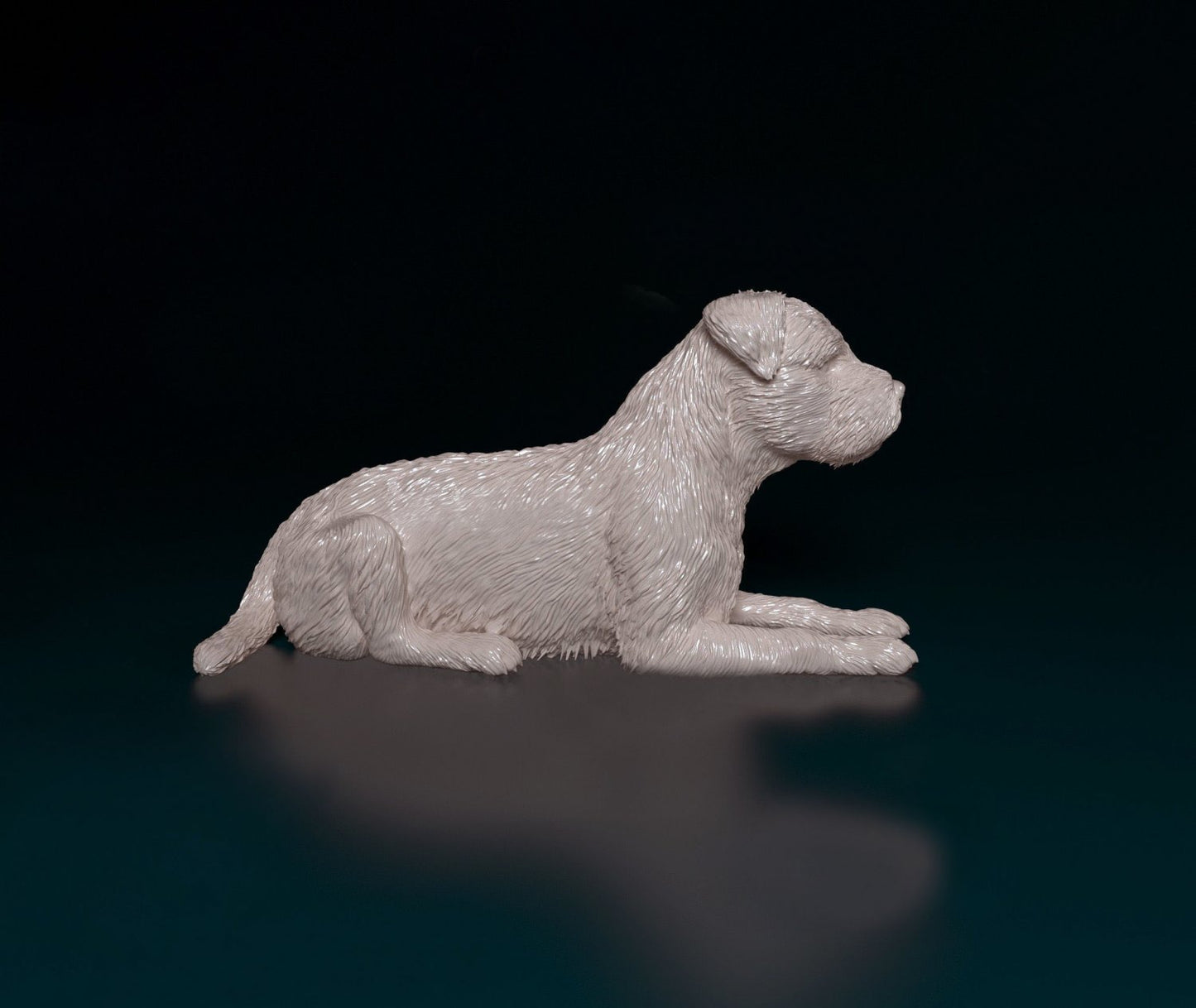 Border terrier laying artist resin - white resin ready to prep / paint ALL SCALES