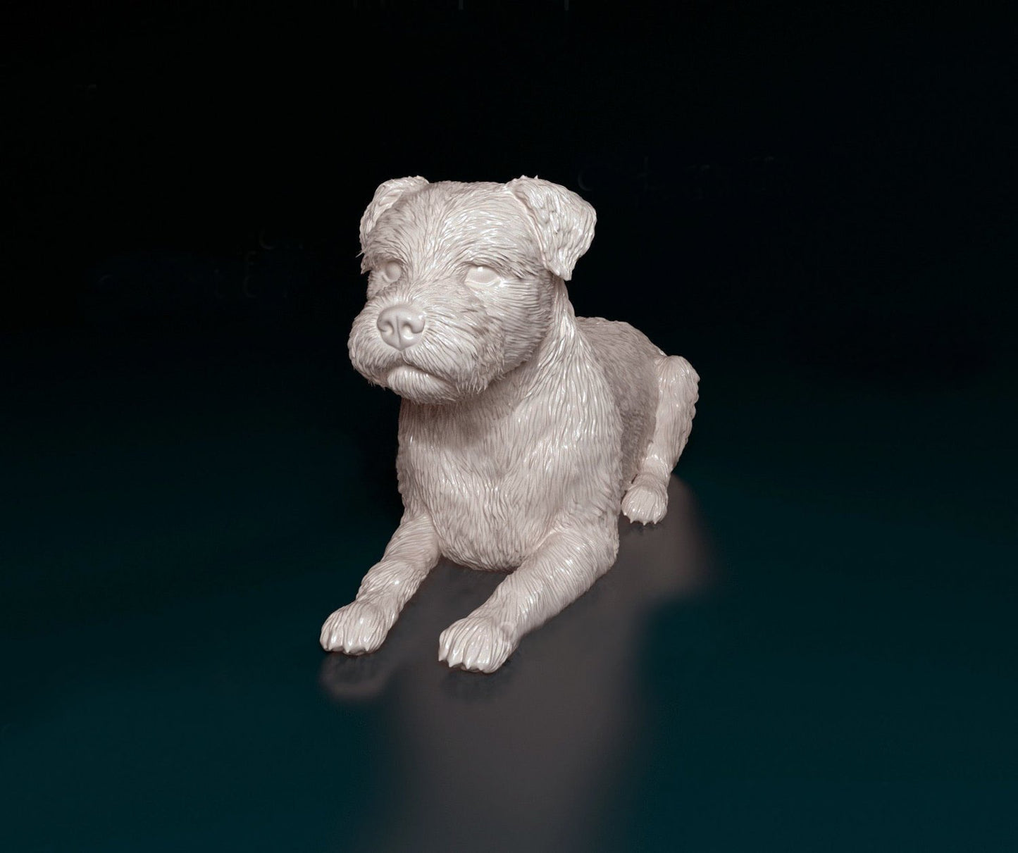 Border terrier laying artist resin - white resin ready to prep / paint ALL SCALES