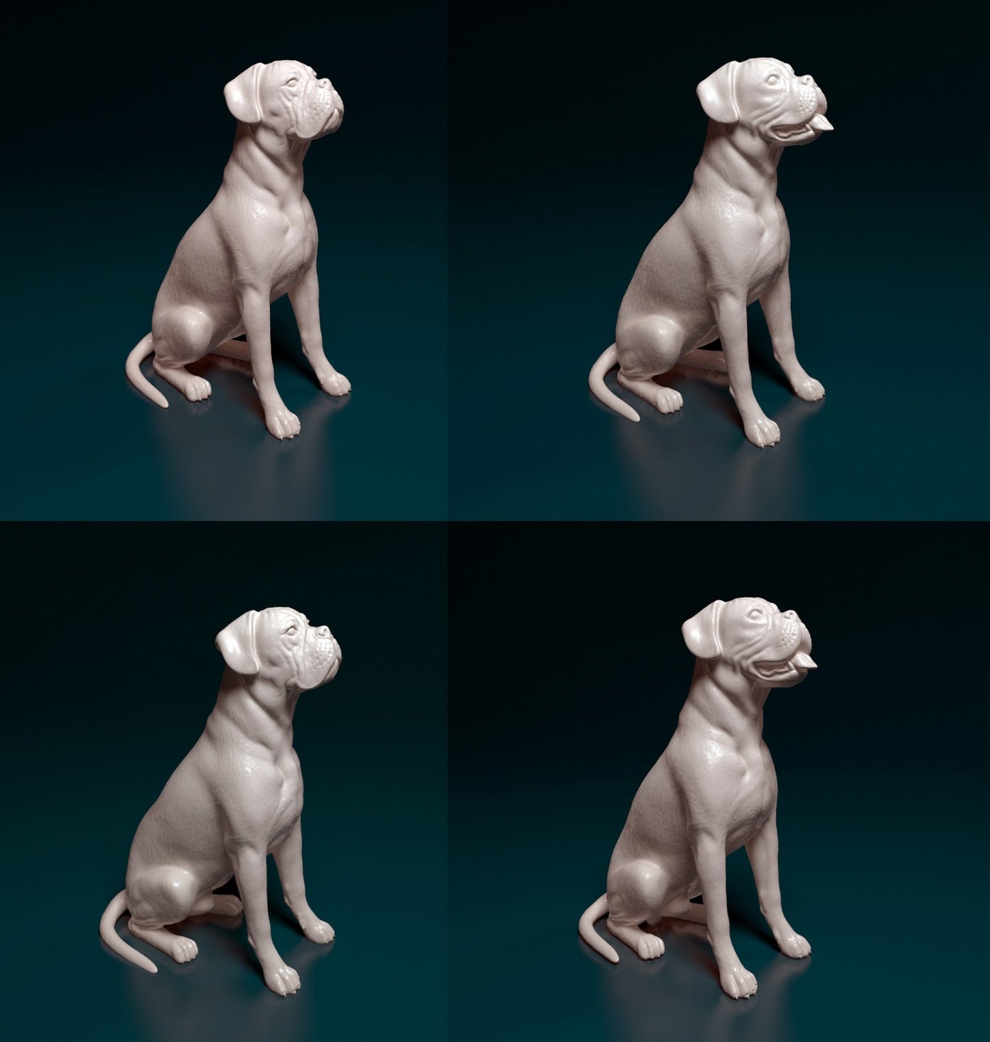 Boxer sitting artist resin - white resin ready to prep / paint ALL SCALES