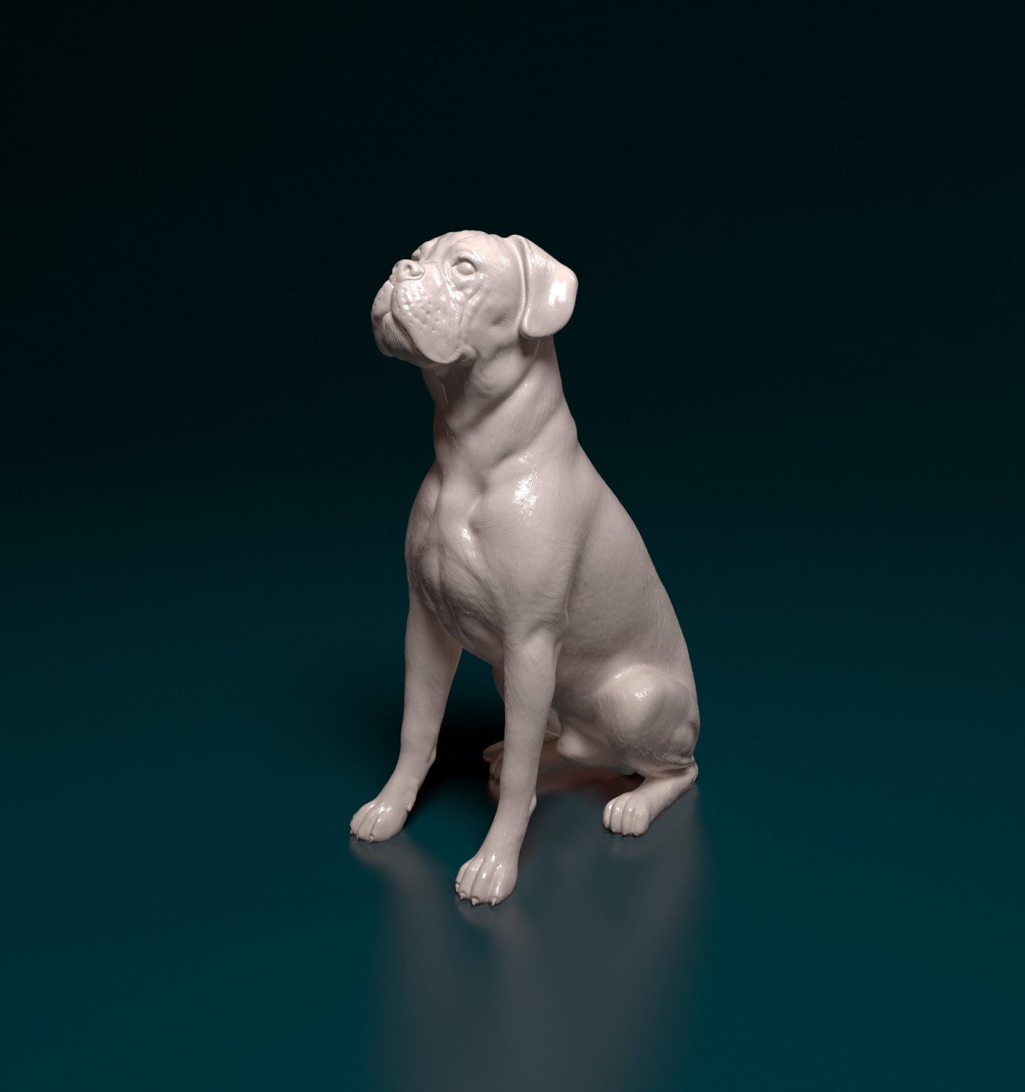 Boxer sitting artist resin - white resin ready to prep / paint ALL SCALES