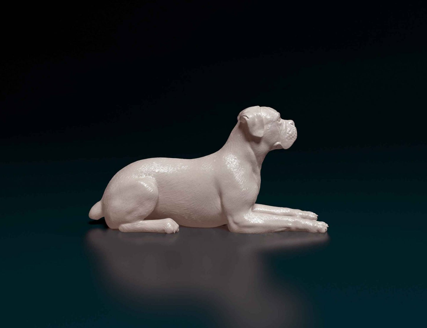 Boxer laying artist resin - white resin ready to prep / paint ALL SCALES