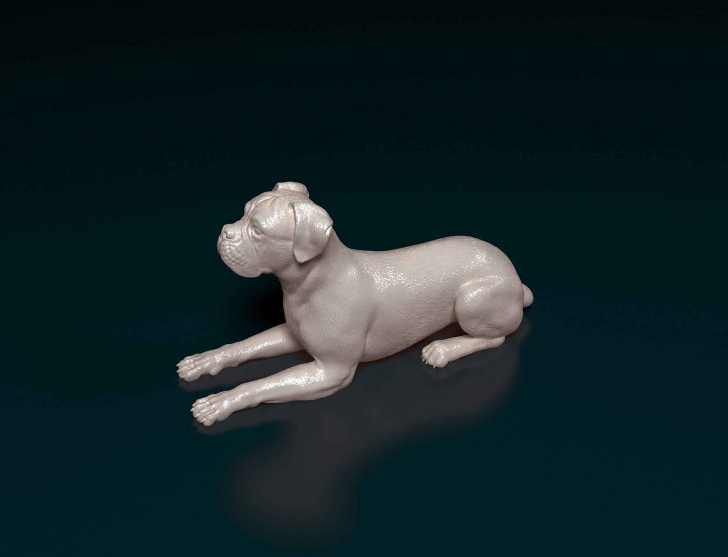 Boxer laying artist resin - white resin ready to prep / paint ALL SCALES