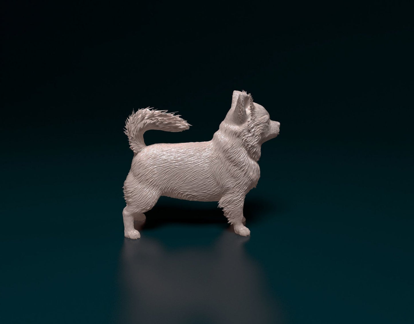 Chihuahua longhaired 3 artist resin - white resin ready to prep / paint ALL SCALES