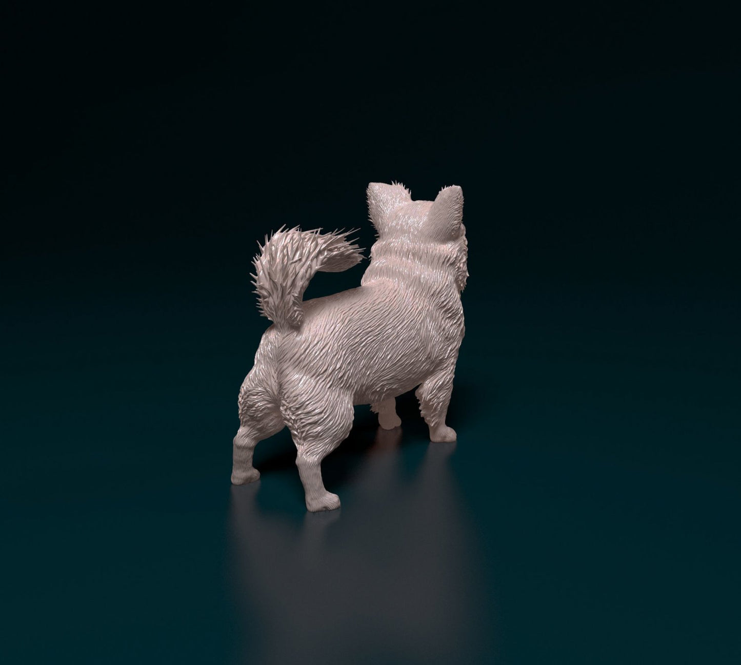 Chihuahua longhaired 3 artist resin - white resin ready to prep / paint ALL SCALES