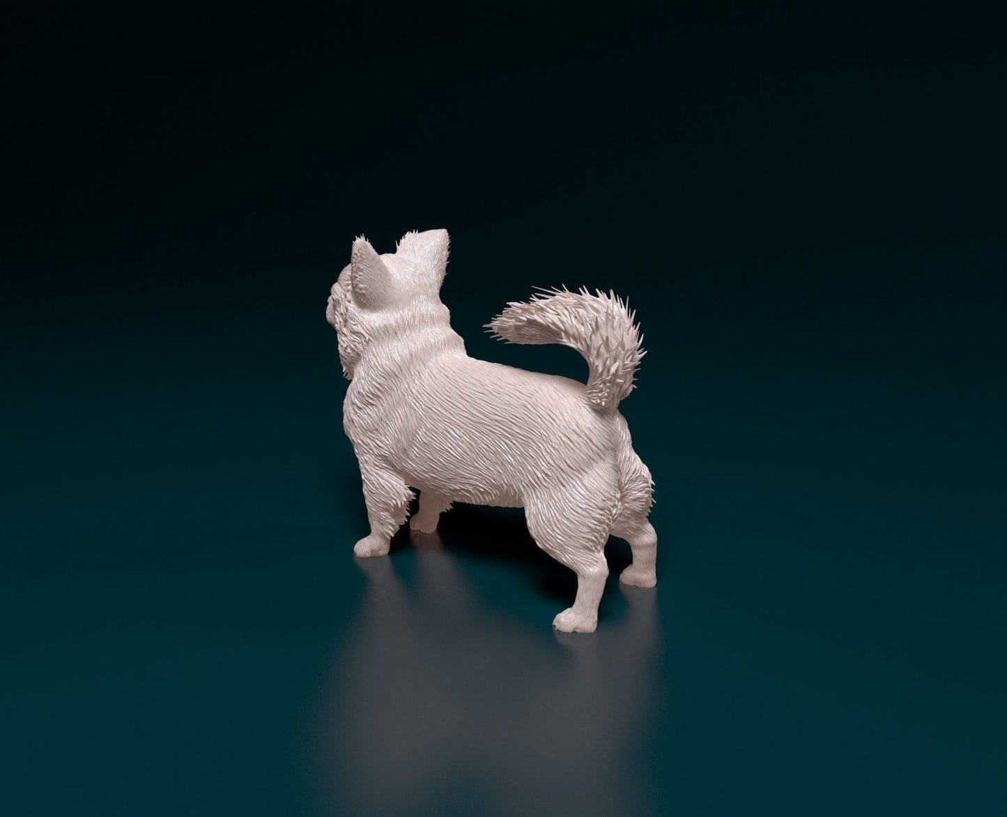 Chihuahua longhaired 3 artist resin - white resin ready to prep / paint ALL SCALES