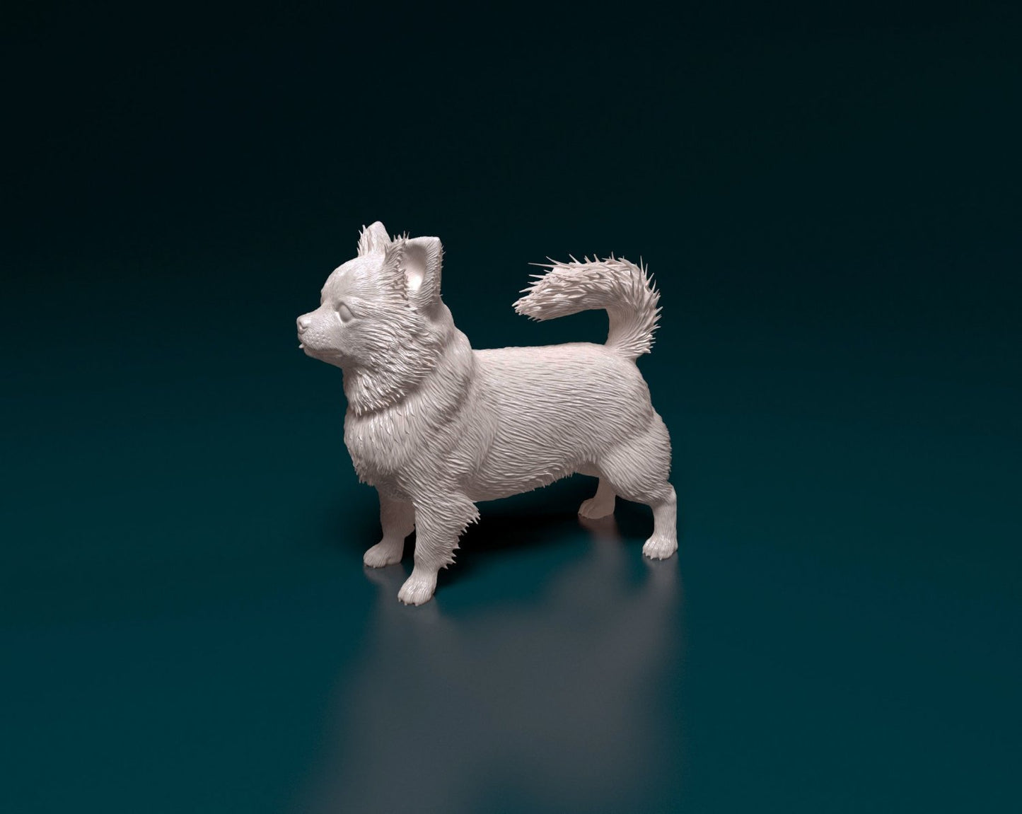 Chihuahua longhaired 3 artist resin - white resin ready to prep / paint ALL SCALES