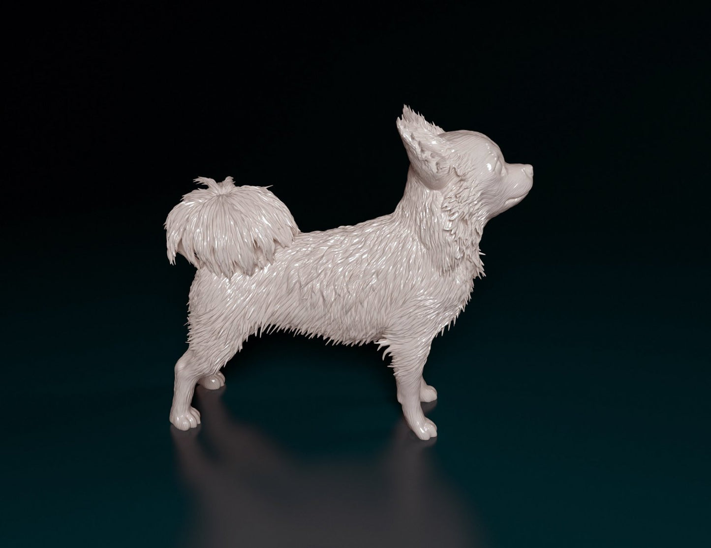 Chihuahua longhaired 2 artist resin - white resin ready to prep / paint ALL SCALES