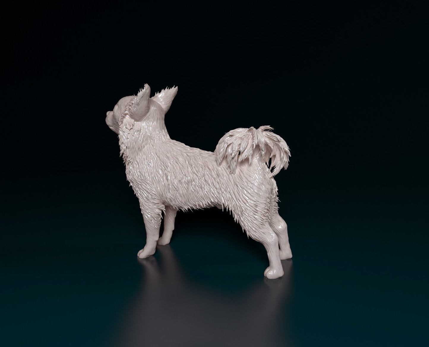 Chihuahua longhaired 2 artist resin - white resin ready to prep / paint ALL SCALES