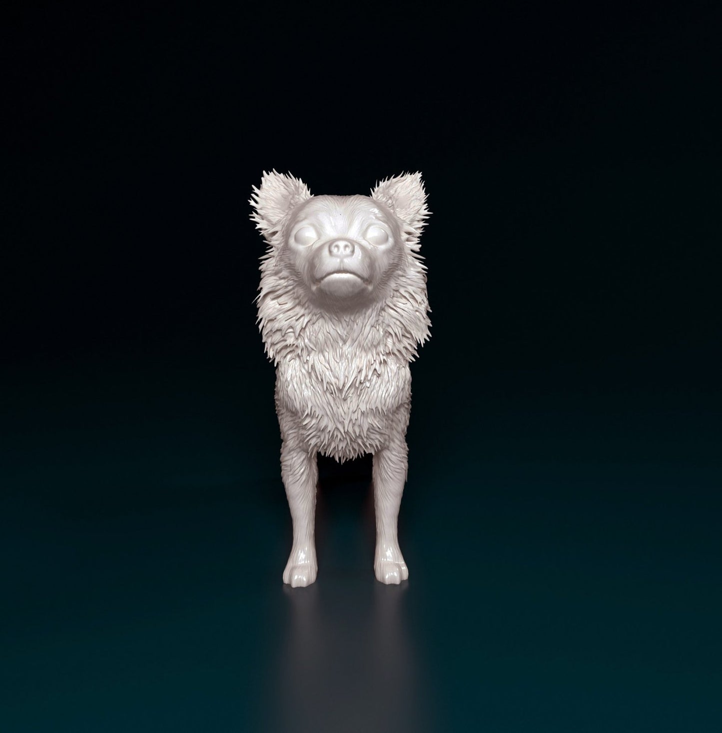 Chihuahua longhaired 2 artist resin - white resin ready to prep / paint ALL SCALES