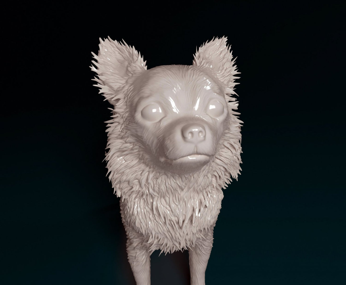 Chihuahua longhaired 2 artist resin - white resin ready to prep / paint ALL SCALES