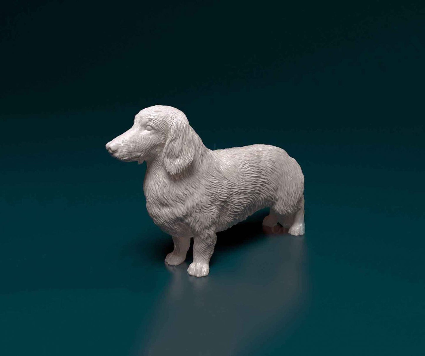 Dachshund long haired artist resin - white resin ready to prep / paint ALL SCALES