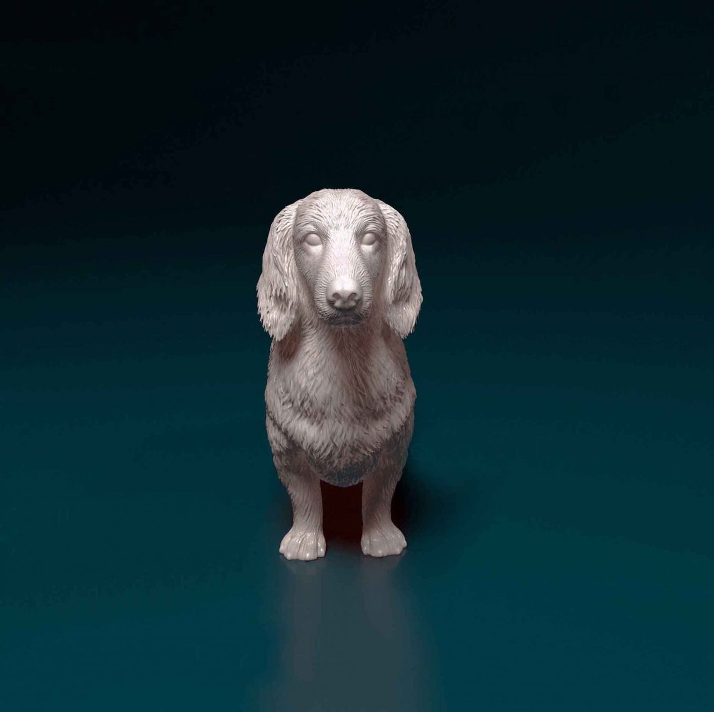 Dachshund long haired artist resin - white resin ready to prep / paint ALL SCALES
