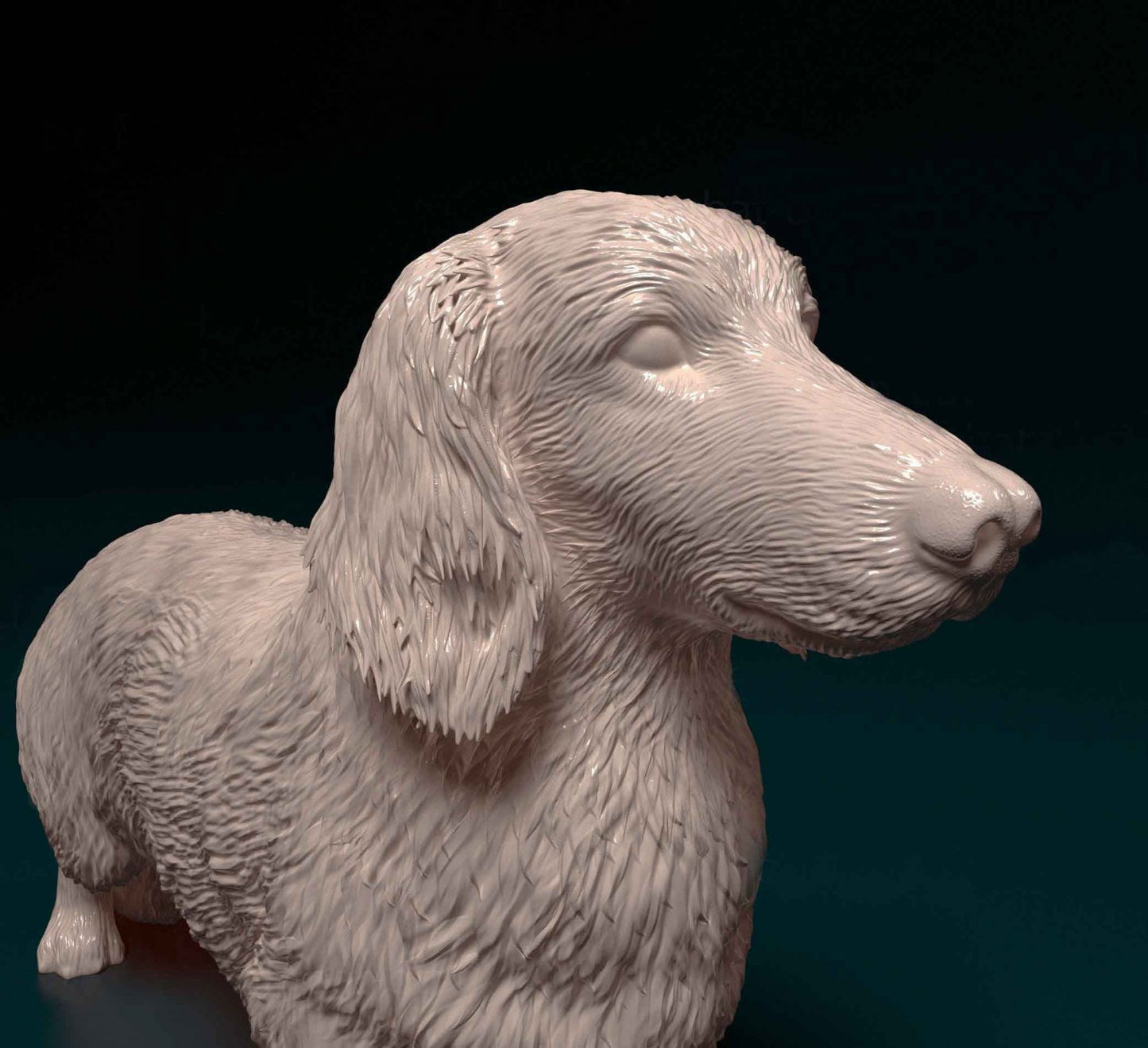 Dachshund long haired artist resin - white resin ready to prep / paint ALL SCALES