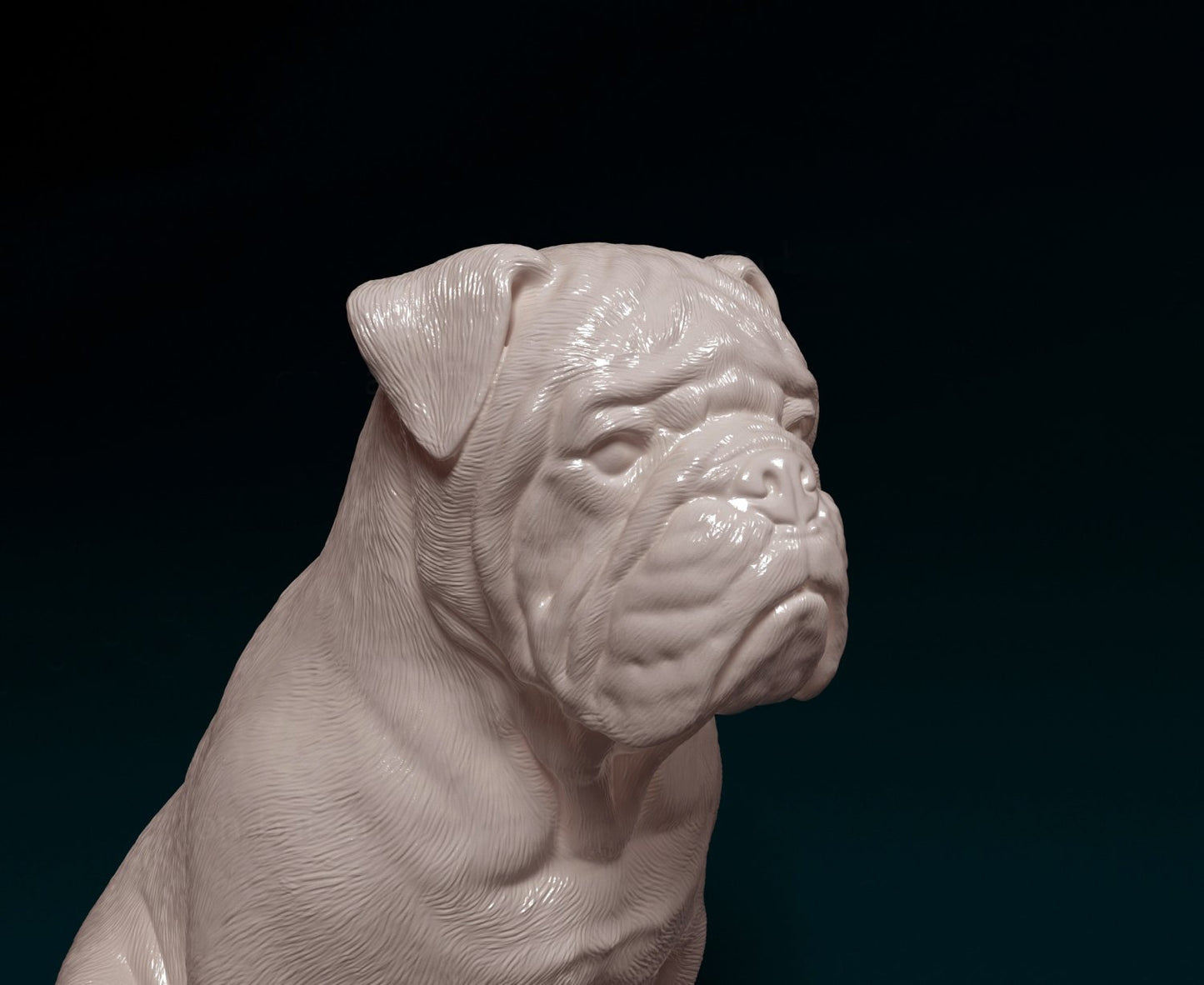 English Bulldog sitting artist resin - white resin ready to prep / paint ALL SCALES