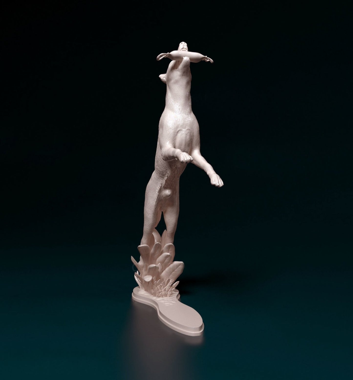 Jumping dog artist resin - white resin ready to prep / paint ALL SCALES