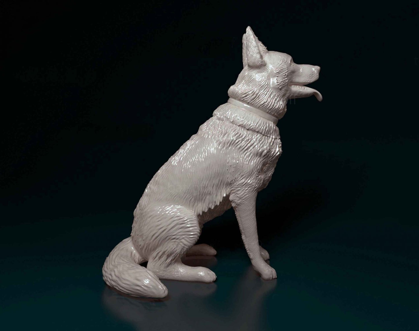 German shepherd sitting artist resin - white resin ready to prep / paint ALL SCALES
