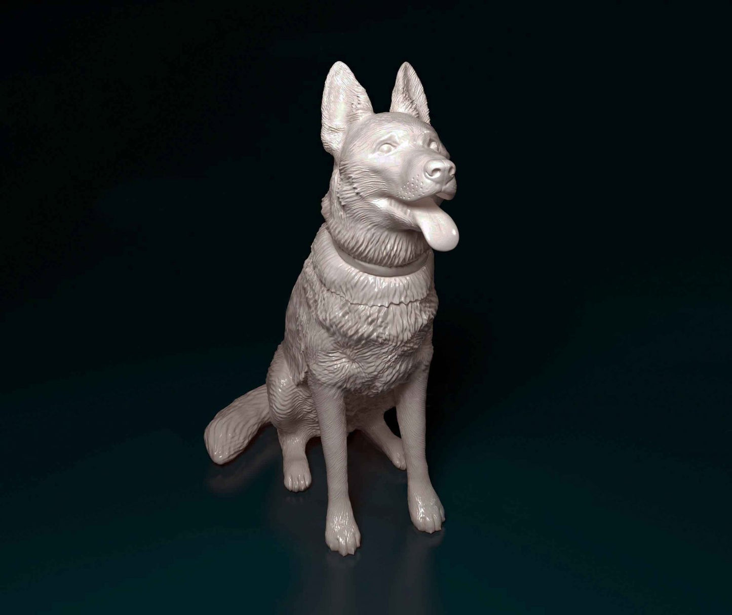 German shepherd sitting artist resin - white resin ready to prep / paint ALL SCALES