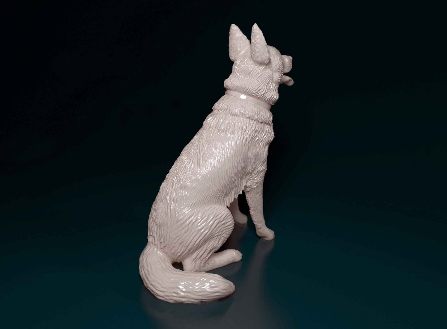 German shepherd sitting artist resin - white resin ready to prep / paint ALL SCALES