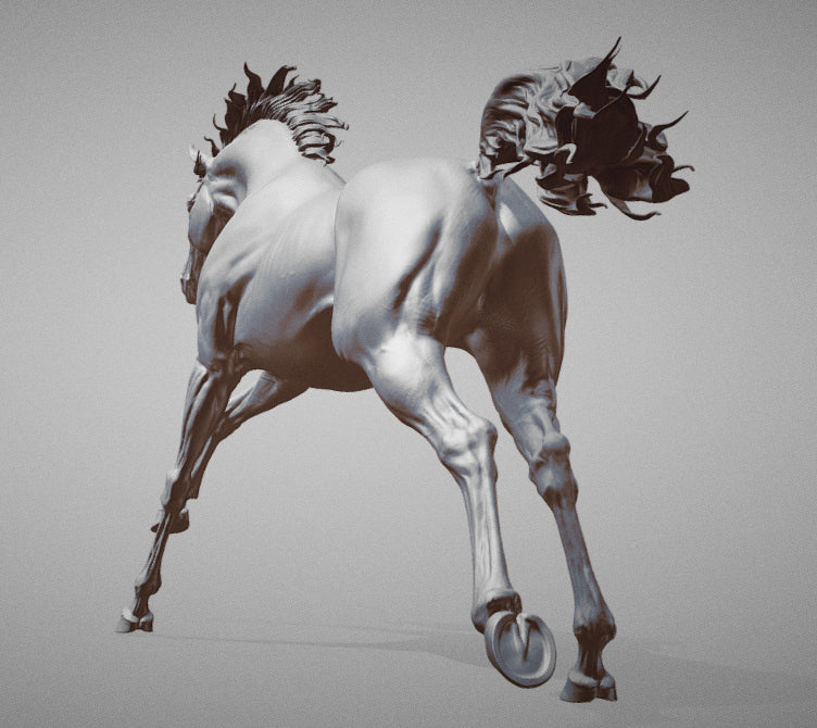 Running Thoroughbred resin horse - White resin - Ready to prep and paint