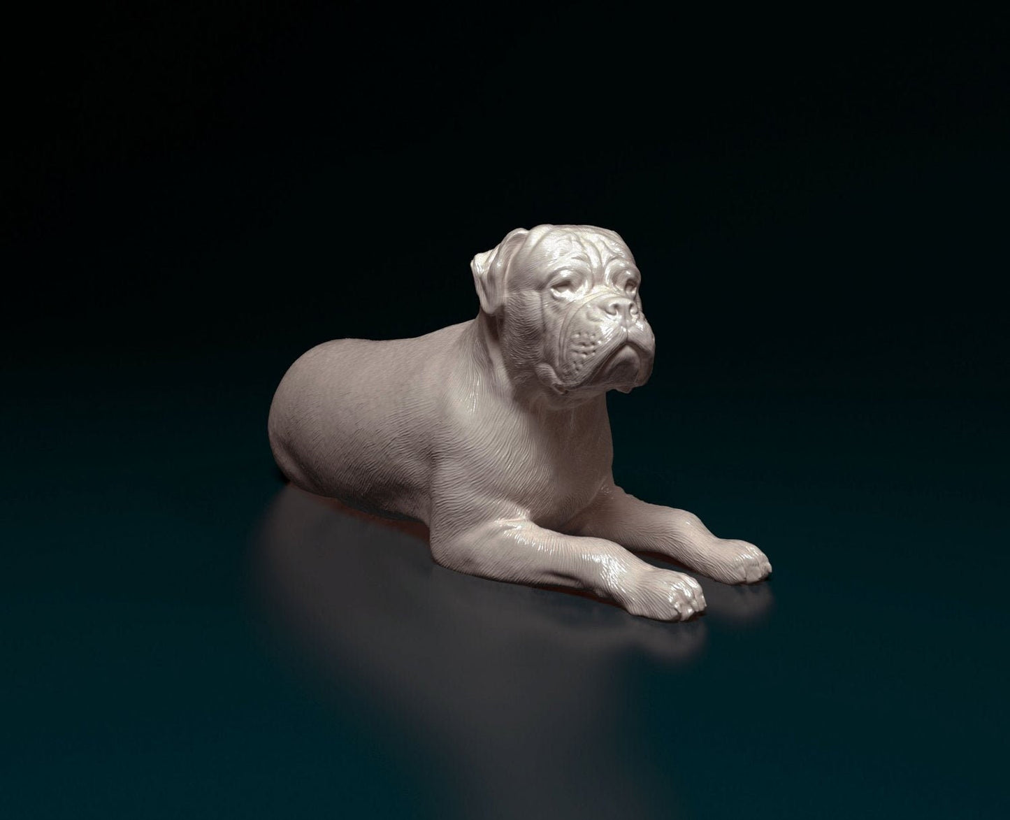 American bulldog laying 2 artist resin - white resin ready to prep / paint ALL SCALES
