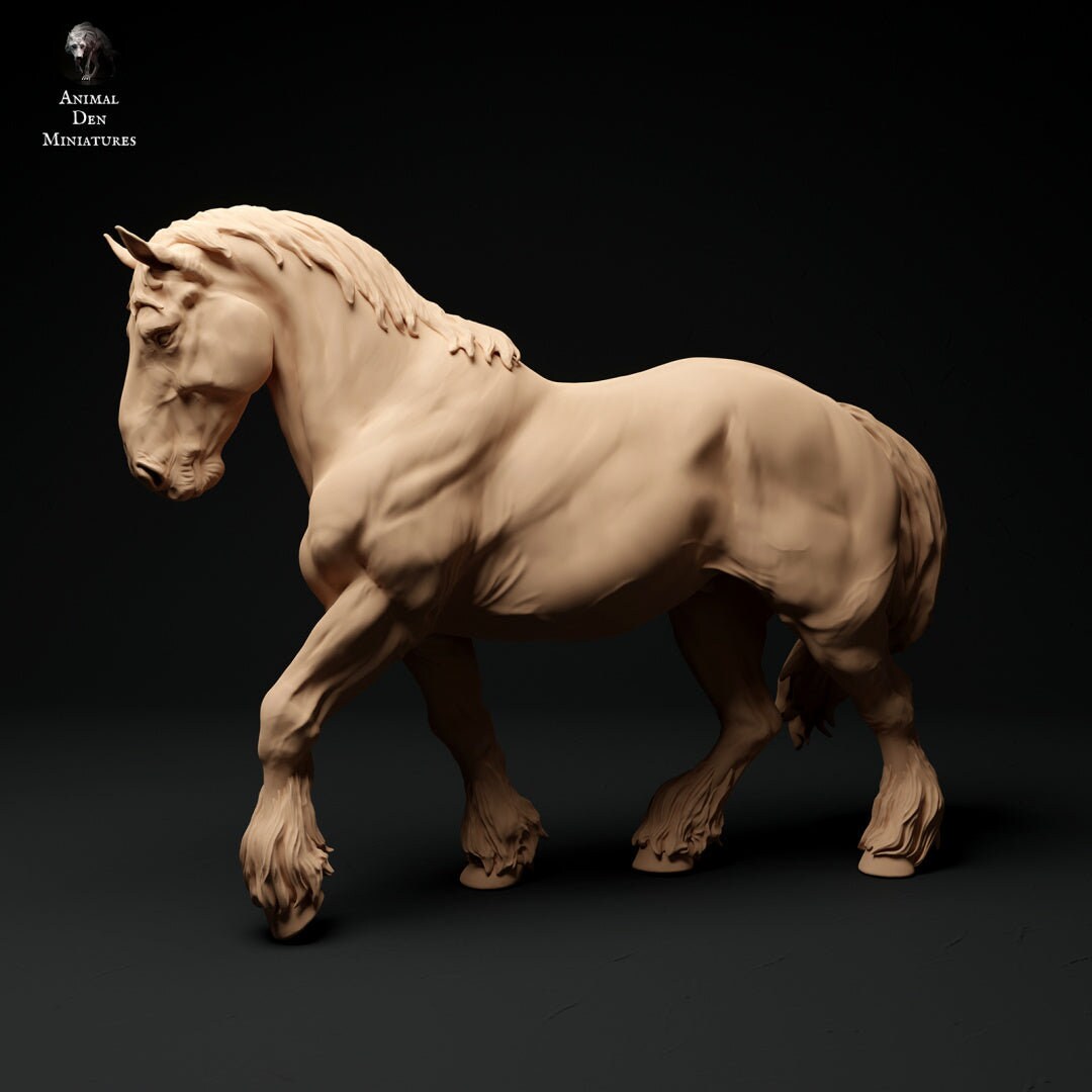 Suffolk Punch Walking model horse artist resin 1/9 Traditional scale figurine