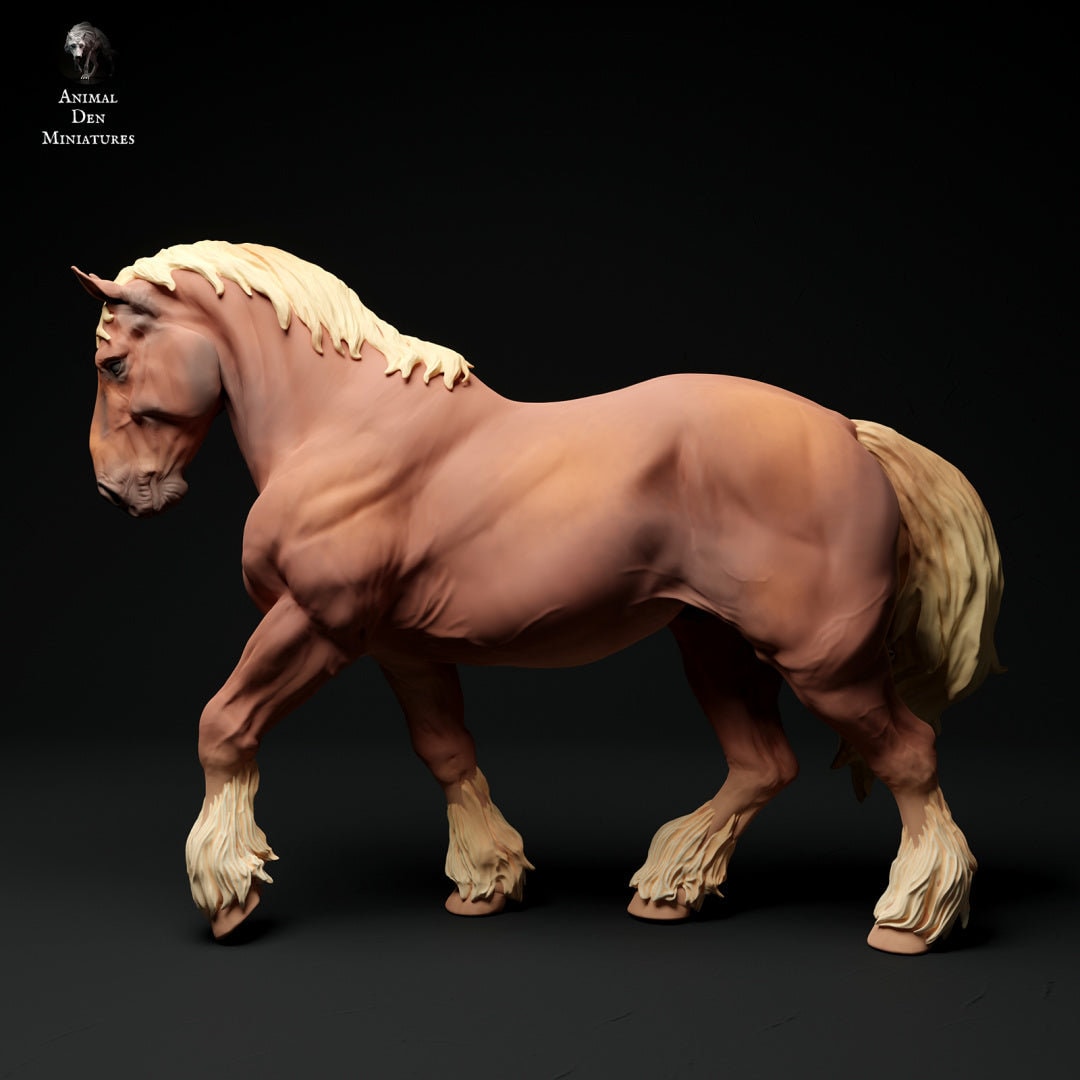 Suffolk Punch Walking model horse artist resin 1/9 Traditional scale figurine