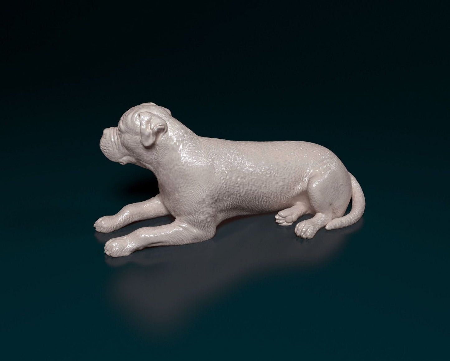 American bulldog laying 2 artist resin - white resin ready to prep / paint ALL SCALES