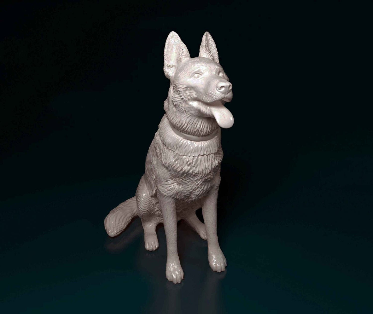 German shepherd sitting artist resin - white resin ready to prep / paint ALL SCALES