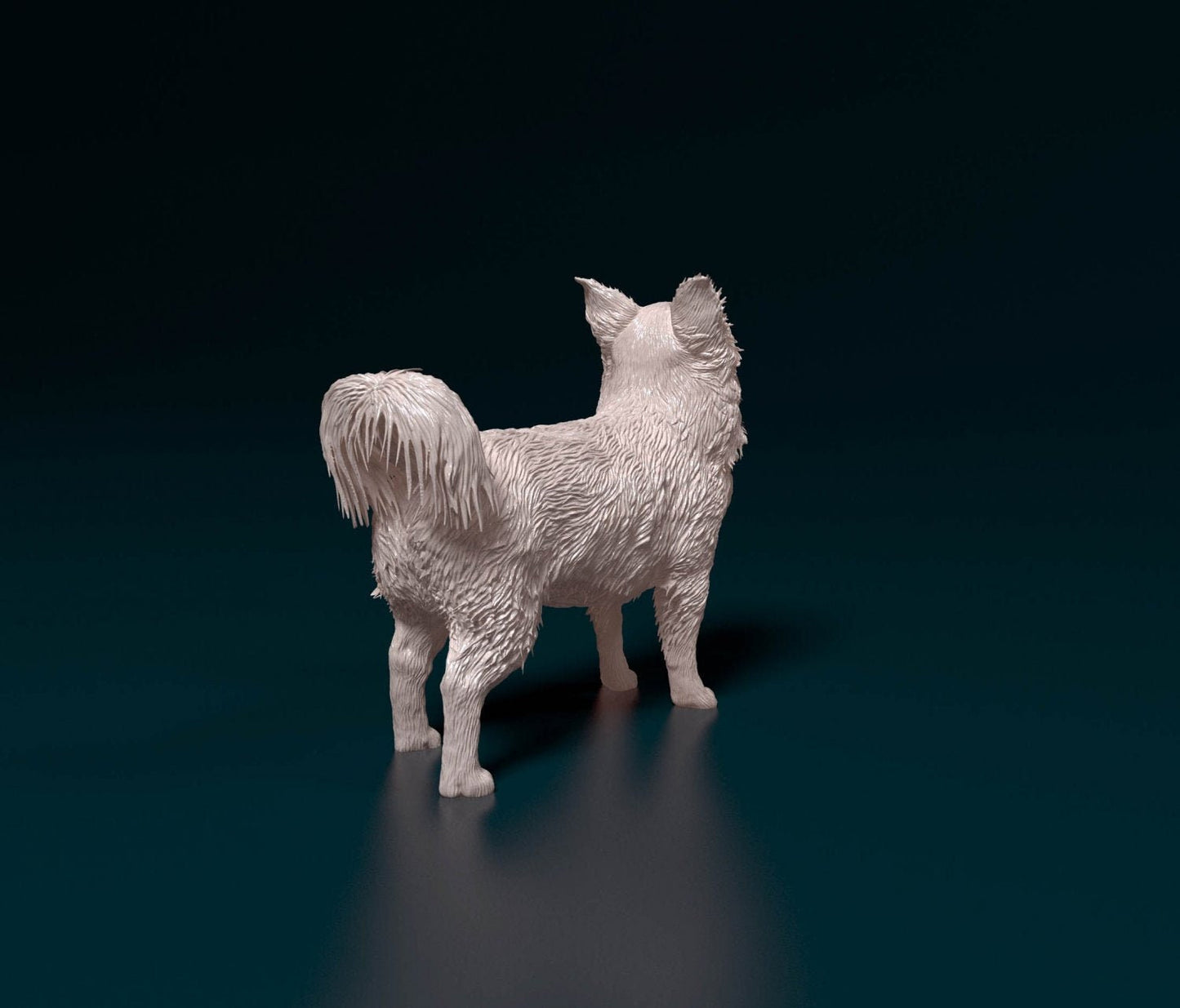 Chihuahua longhaired 6 artist resin - white resin ready to prep / paint ALL SCALES sculpture / figurine