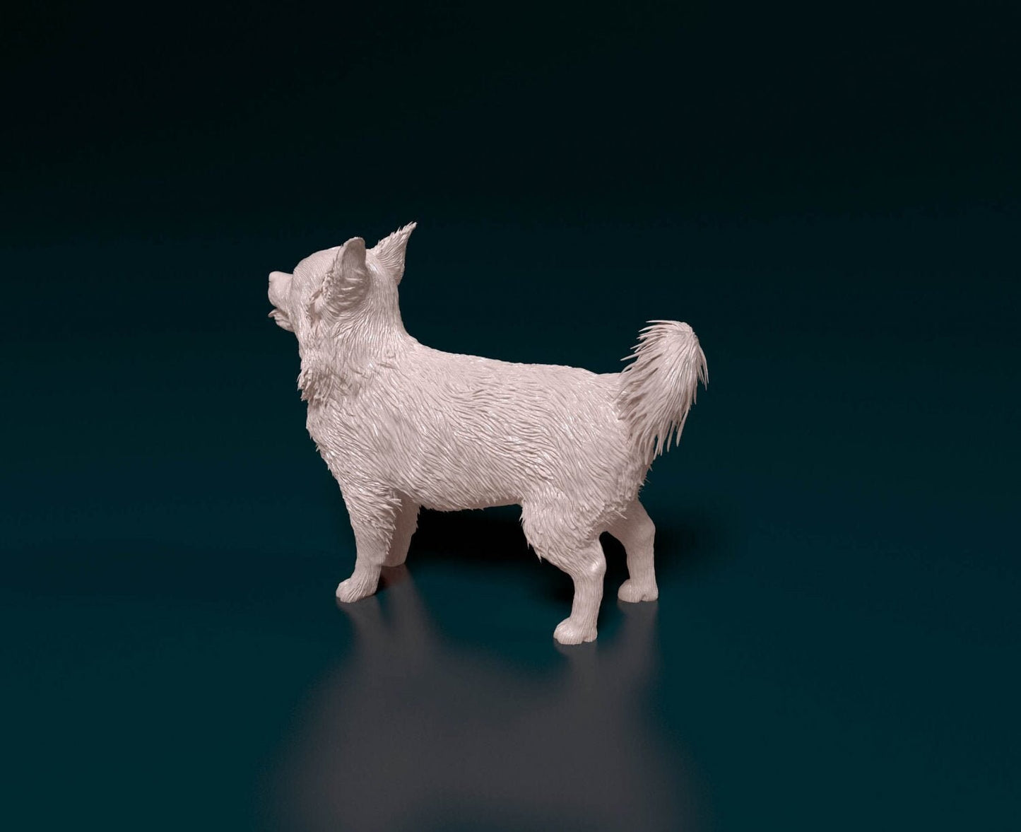 Chihuahua longhaired 6 artist resin - white resin ready to prep / paint ALL SCALES sculpture / figurine