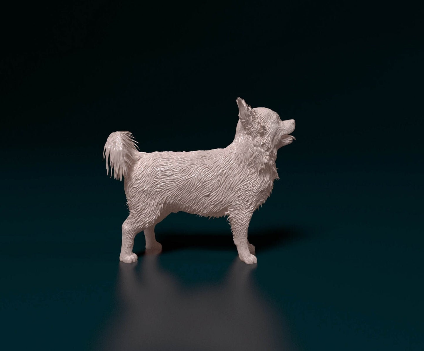 Chihuahua longhaired 6 artist resin - white resin ready to prep / paint ALL SCALES sculpture / figurine