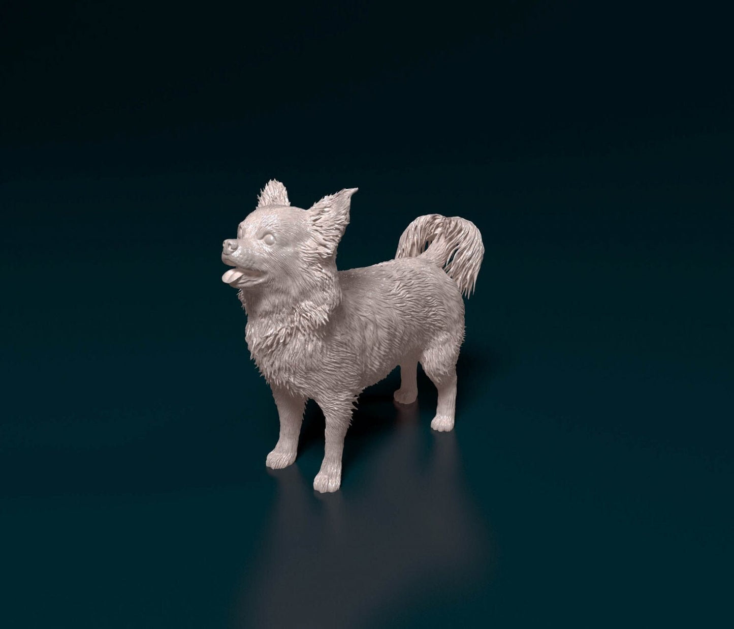 Chihuahua longhaired 6 artist resin - white resin ready to prep / paint ALL SCALES sculpture / figurine