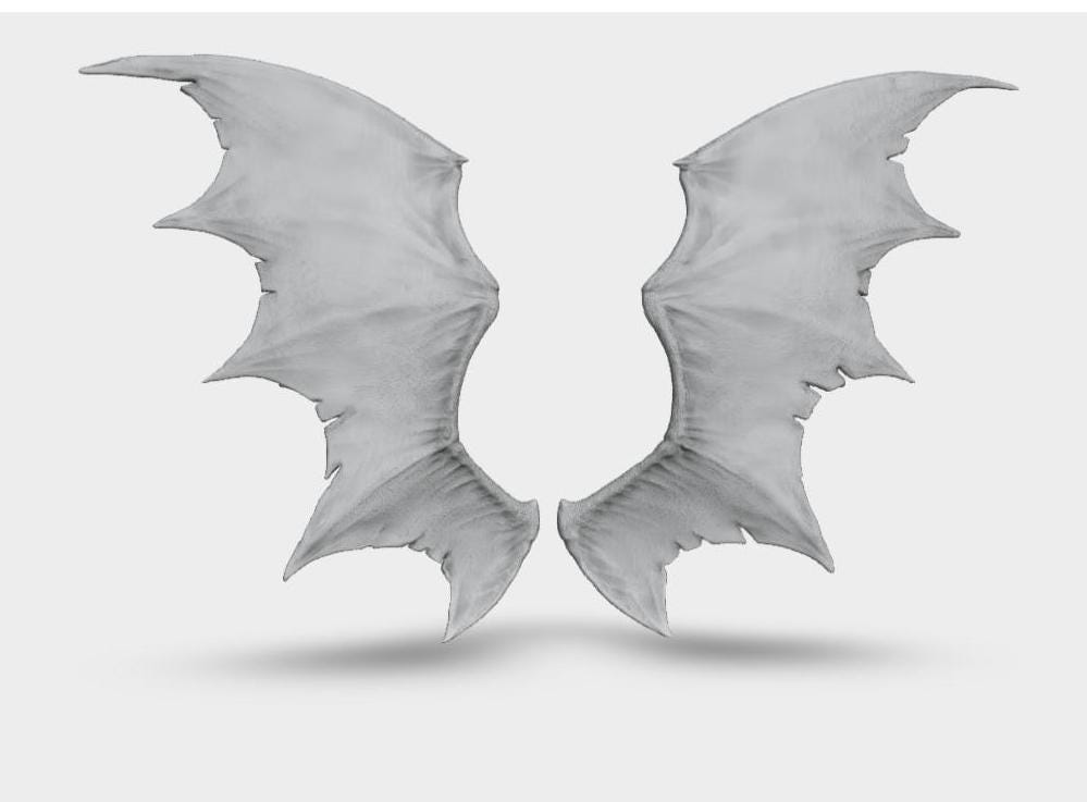 Model horse artist resin bat type 1 wings - White resin - All scales - ready to paint