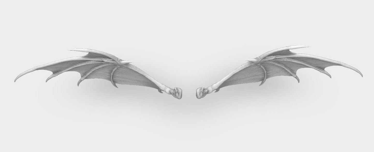 Model horse artist resin bat type 3 wings - White resin - All scales - ready to paint