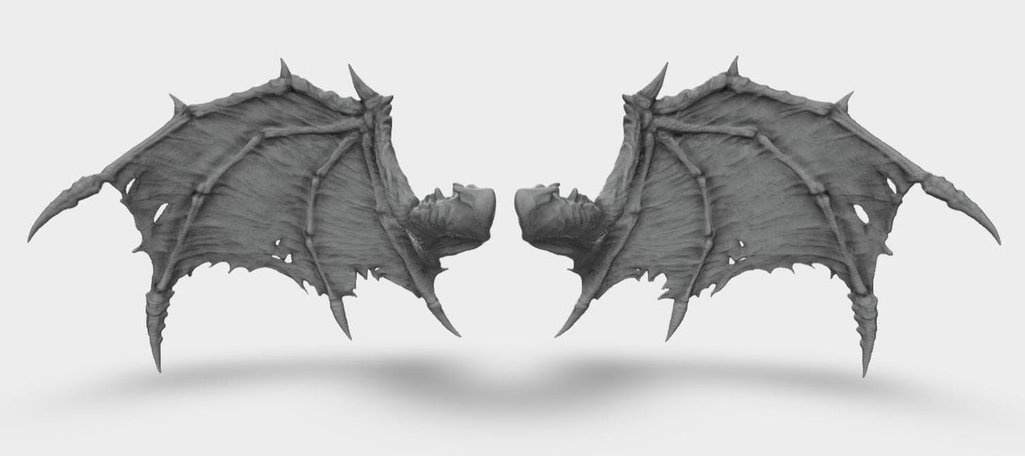 Model horse artist resin bat type 4 wings - White resin - All scales - ready to paint