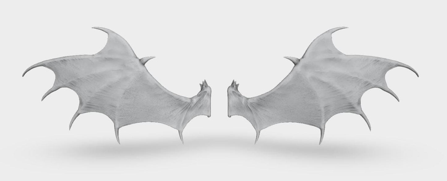 Model horse artist resin bat type 3 wings - White resin - All scales - ready to paint