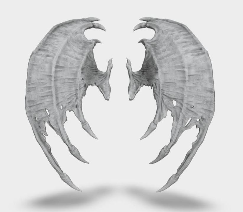 Model horse artist resin bat type 6 wings - White resin - All scales - ready to paint