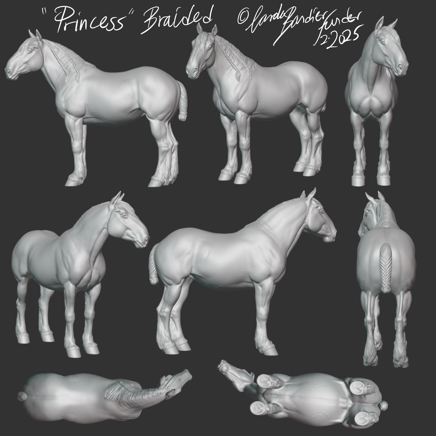 loose mane version draft mare model Horse artist resin - White resin figurine - Unpainted