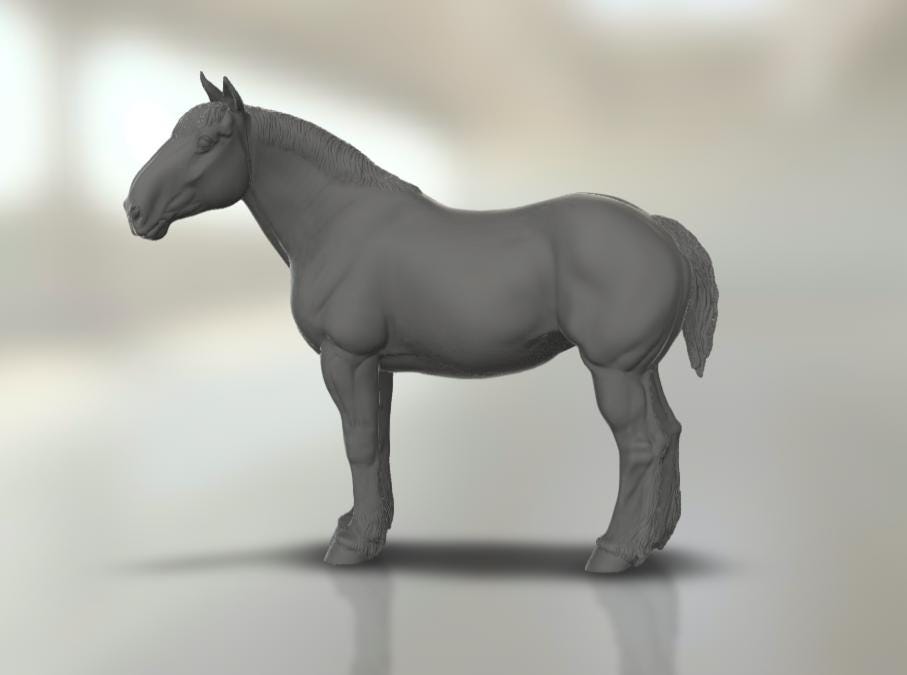 loose mane version draft mare model Horse artist resin - White resin figurine - Unpainted
