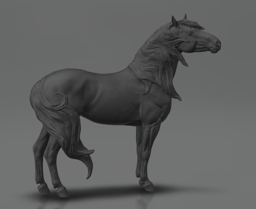 Murgese stallion windswept model Horse artist resin - White resin figurine - Unpainted