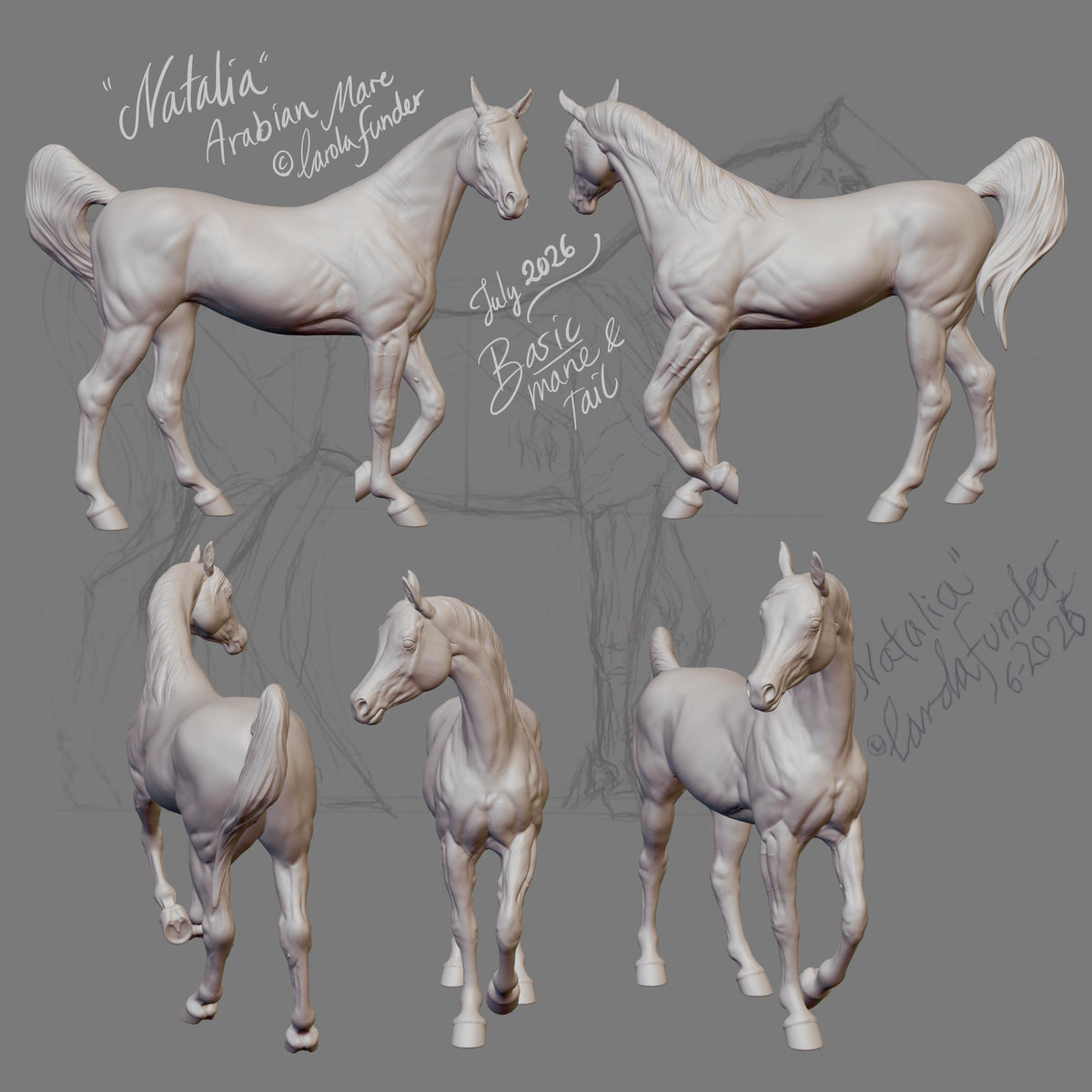 Natalia - Arabian mare model Horse artist resin - White resin figurine - Unpainted