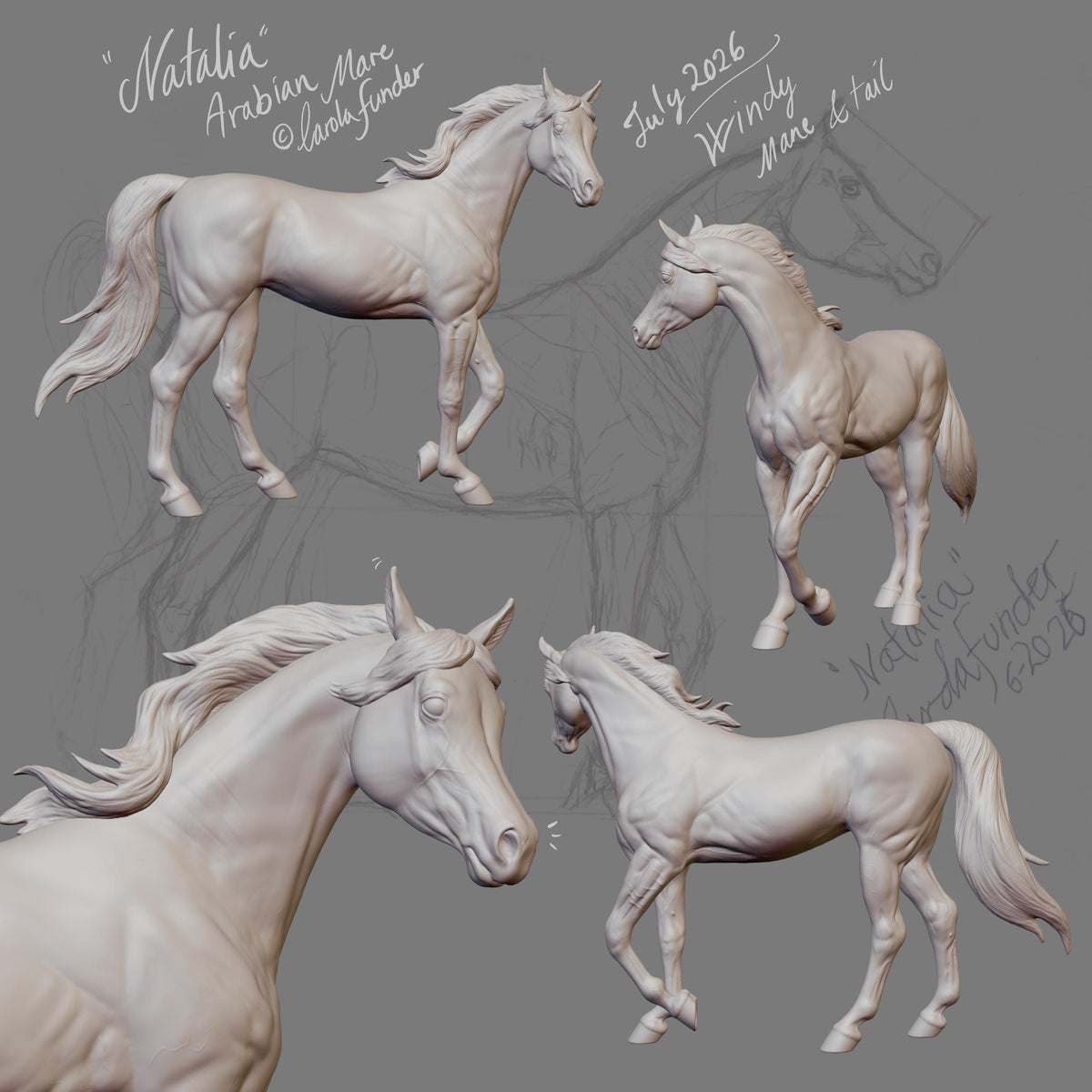 Natalia 2 - Arabian mare model Horse artist resin - White resin figurine - Unpainted