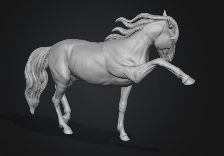 Spanish mustang model Horse artist resin - White resin figurine - Unpainted - statue
