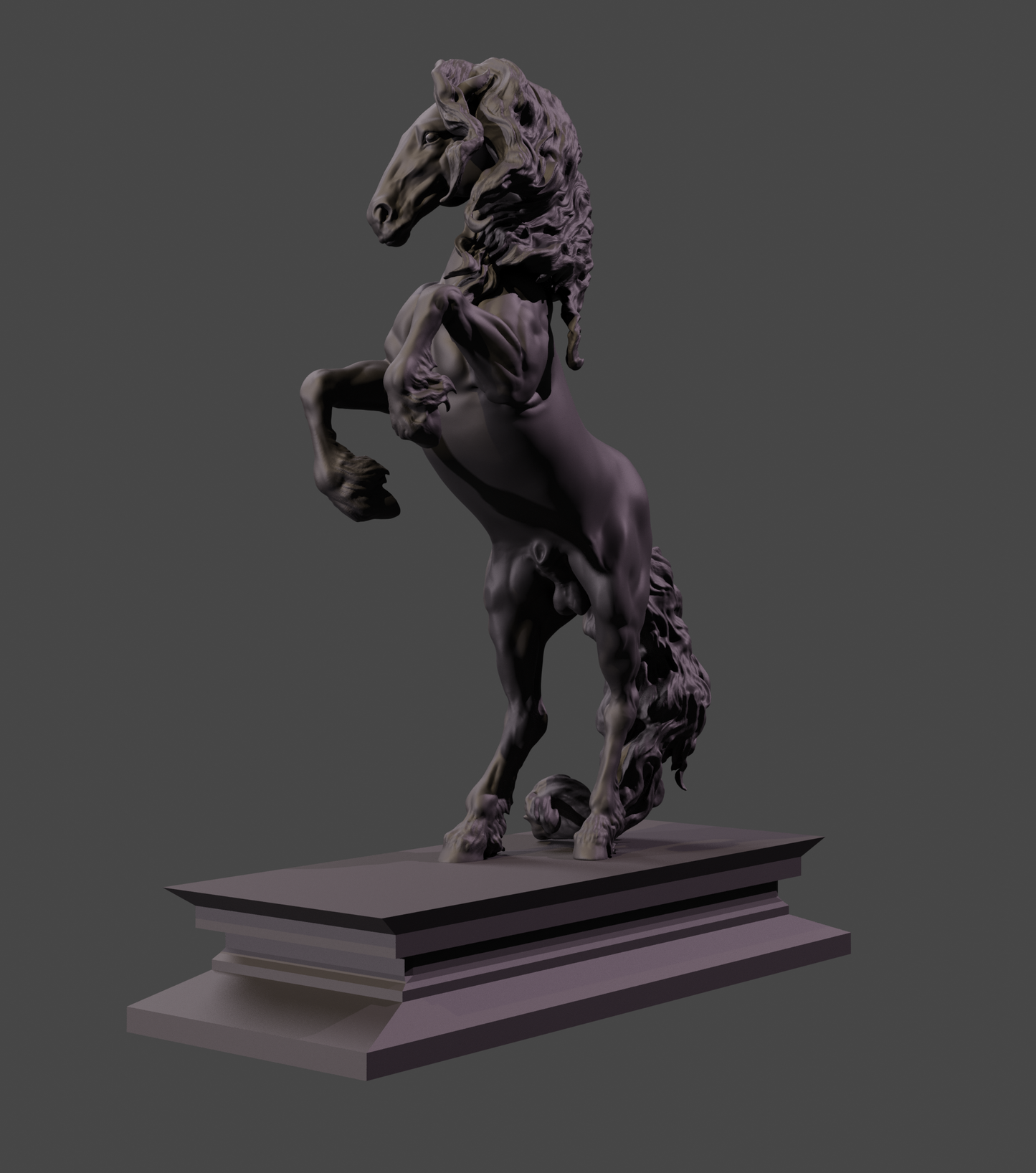Rearing Friesian stallion - white resin