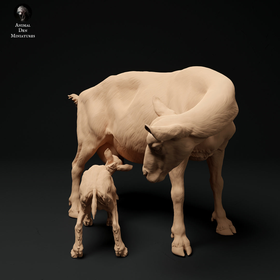 Alpine goat with kid - White resin - ready to prep / paint