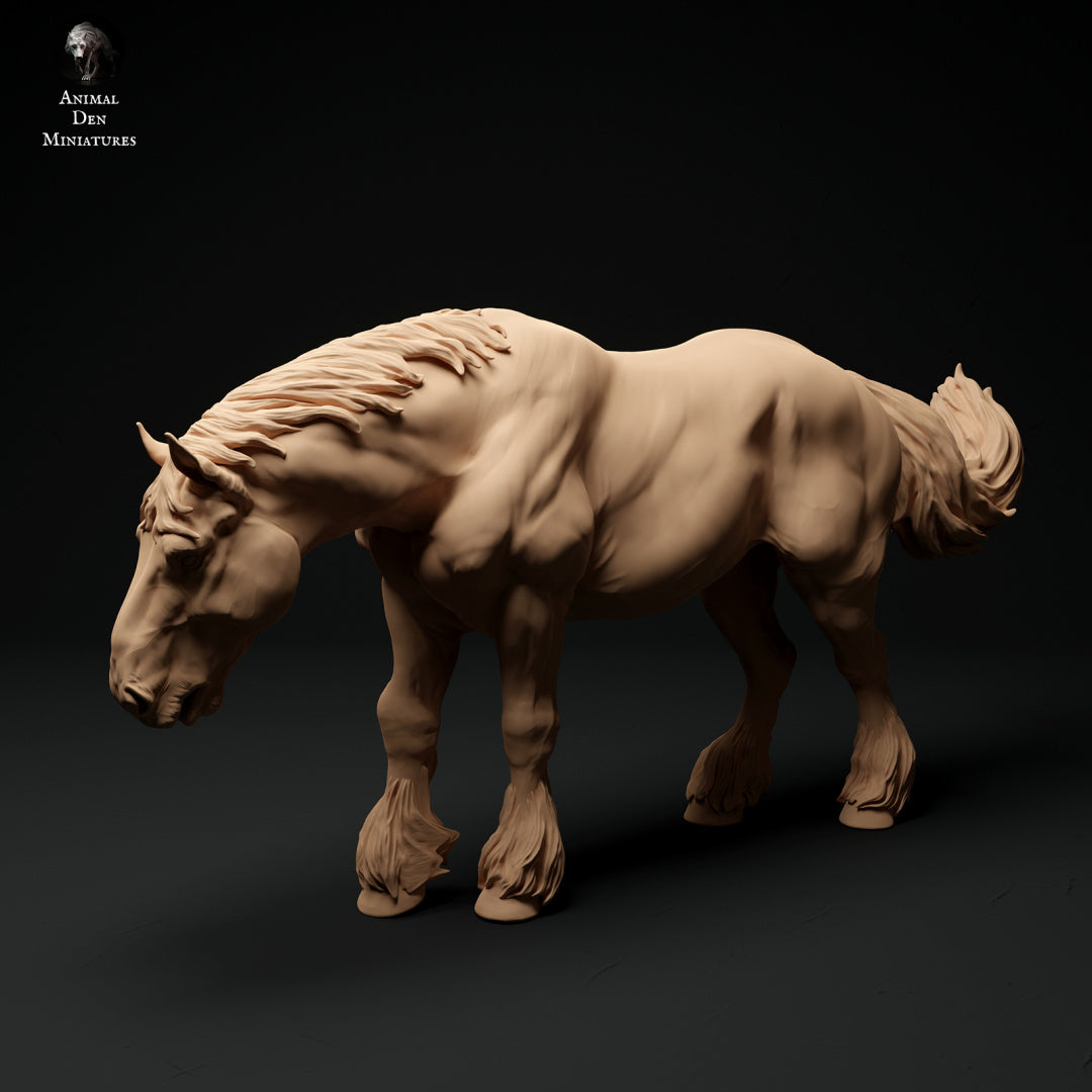 Suffolk Punch feeding - white resin - ready to prep / paint - many options