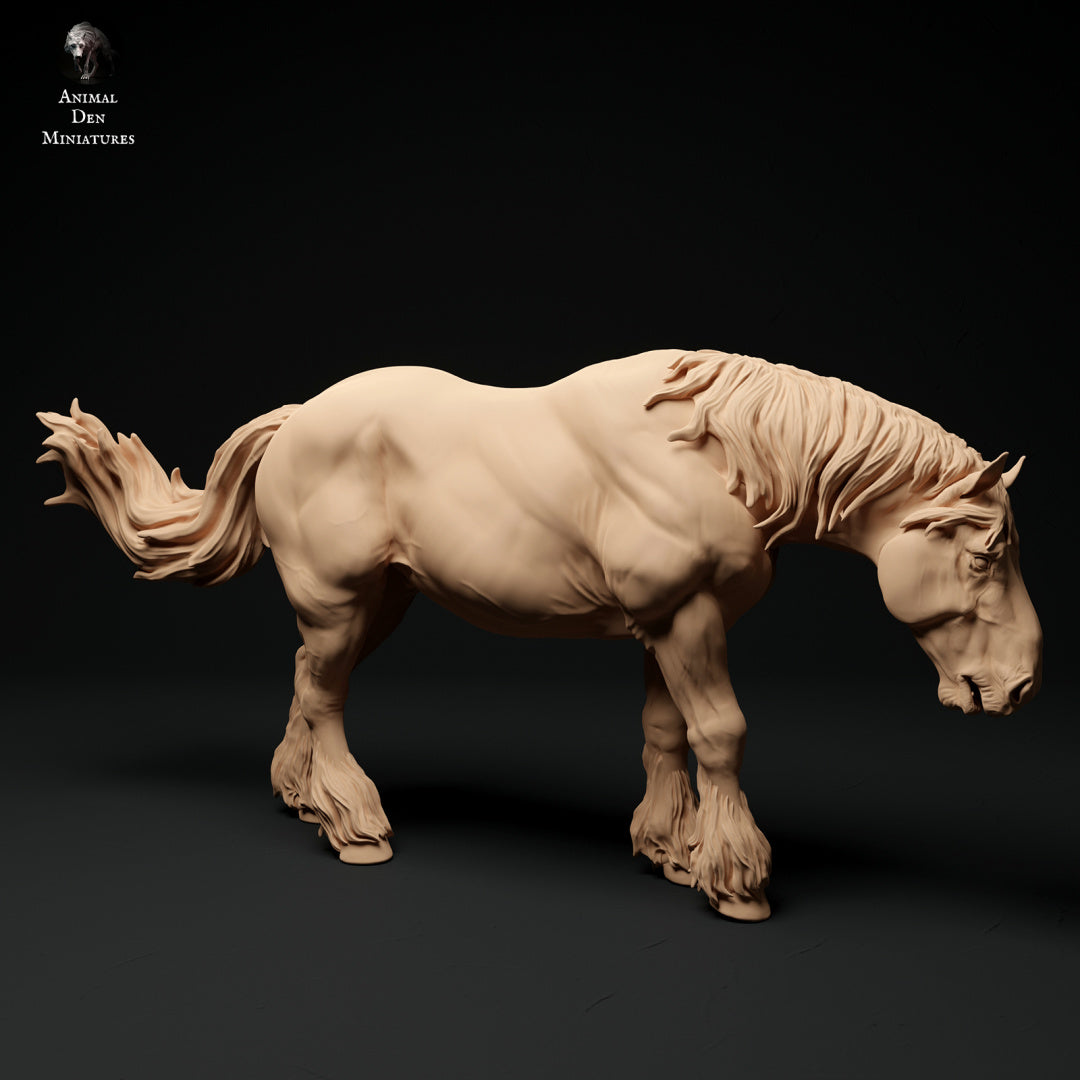 Suffolk Punch feeding - white resin - ready to prep / paint - many options